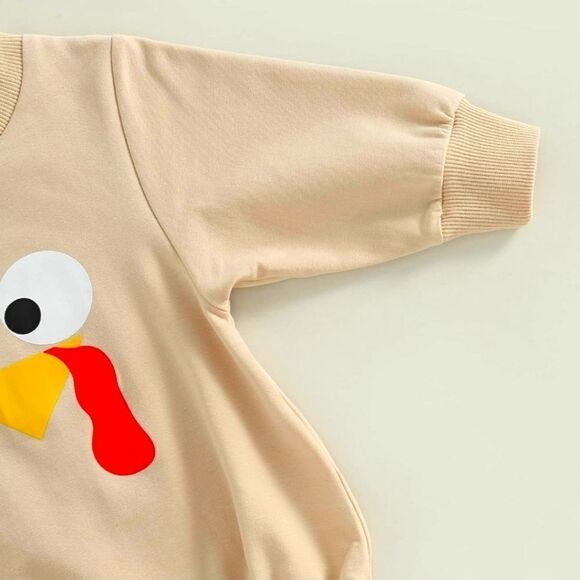 NWT Baby Thanksgiving Outfits Turkey Pullover Crewneck Sweatshirt Romper - Picture 2 of 7
